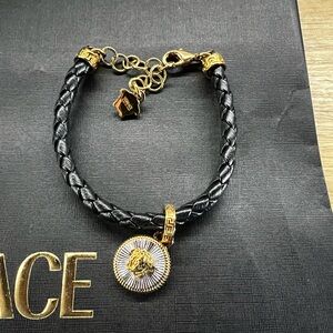 Versace Black and Gold Medallion Bracelet